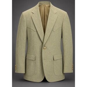 Vintage Mesquite Western Blazer Men 46L USA Gold Buttons Sage Green Yoke